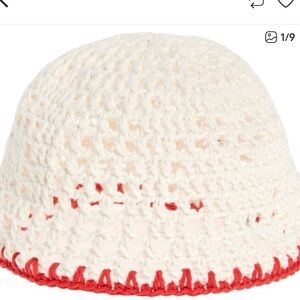 White and Red Crochet Women's Hat